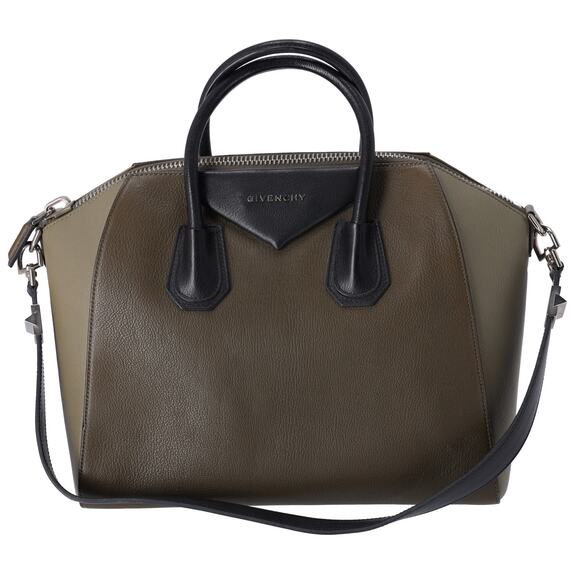 GIVENCHY Antigona Medium Shoulder Bag BB05100630 Khaki Light Green Black Leather - Picture 1 of 10